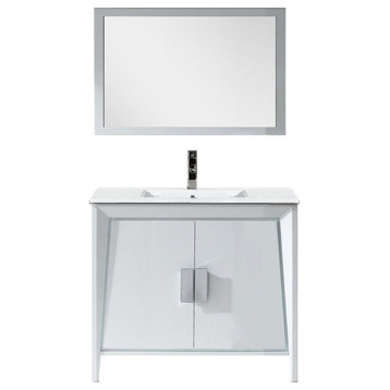 Fine Fixtures Imperial II Collection Vanity With Mirror, White, 36"