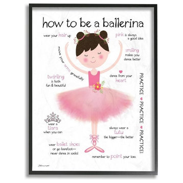 How To Be A Ballerina Diagram Brown Haired, Framed, 24"x30"