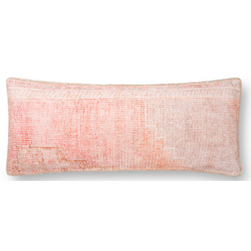 Loloi P0853 Decorative Throw Pillow, Coral, 13"x35", Polyester/Polyfill