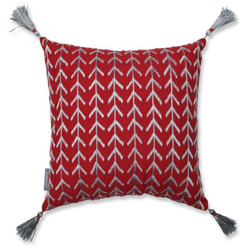 Modern Geometric 16" Throw Pillow  Red/Silver