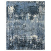 Koda Hand-Loomed Bamboo Silk and Cotton Blue/Ivory Area Rug, 8'x10'