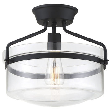 Trade Winds Gardner Glass Semi-Flush Mount Ceiling Light in Matte Black