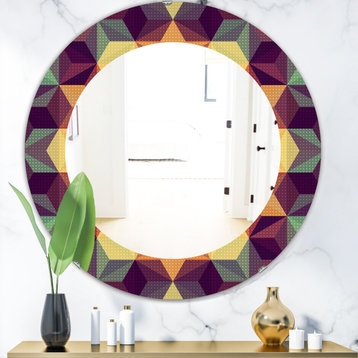 Designart Triangular Colourfields 31 Frameless Oval Or Round Wall Mirror, 32x32