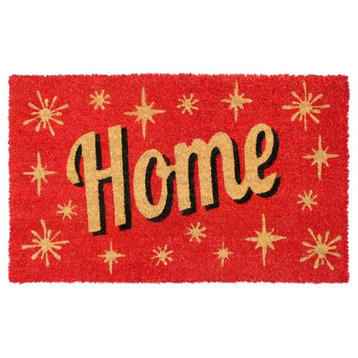 Red Machine Tufted Home Stars Coir Doormat, 18"x30"