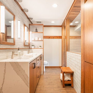 Warm Woody primary bath remodel