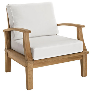 Marina Outdoor Premium Grade A Teak Wood Armchair, Natural White