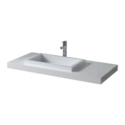 ADM Bathroom Design - ADM Rectangular Wall Mounted Sink, White, 39" - Bathroom Sinks