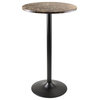 Winsome Wood Cora Pub Table, Bar H, Round, Faux Marble Top, Black Base