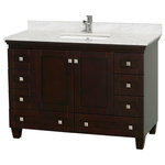 Wyndham Collection - Acclaim 48" Single Bathroom Vanity - Wyndham Collection Acclaim 48" Single Bathroom Vanity in Espresso, White Carrera Marble Countertop, Undermount Square Sink, and No Mirror
