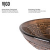 VIGO Golden Greek Glass Vessel Sink and Linus Faucet, Antique Rubbed Bronze