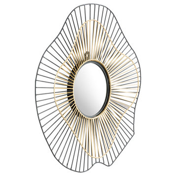 Comet Round Mirror Black and Gold