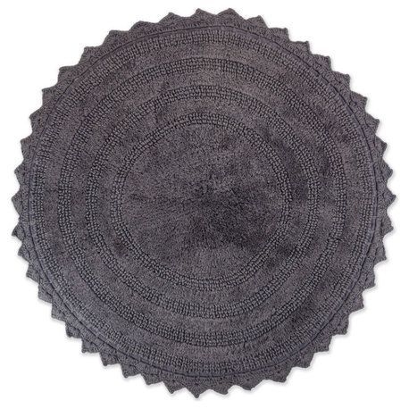 DII Gray Round Crochet Bath Mat