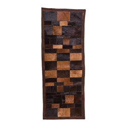 Luxury Handmade Cowhide Patchwork Hallway Runner, Brown Black, 5'9"x2'2" - Hall And Stair Runners