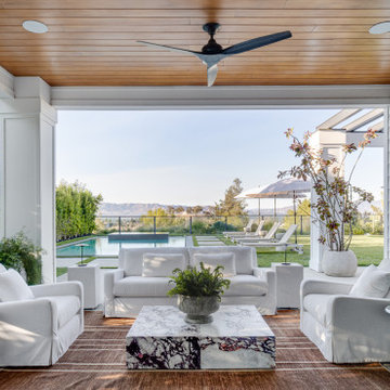 California Traditional Open Floorplan Living Room With Fireplace