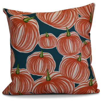 Pumpkins-A-Plenty Geometric Print Pillow, Teal, 16"x16"