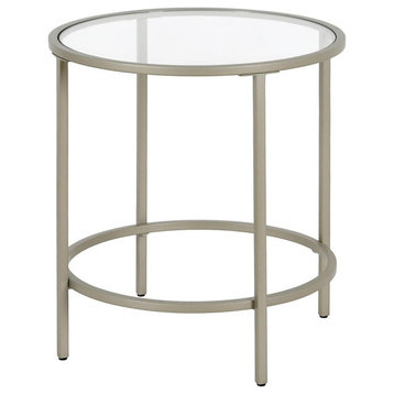Sivil 20'' Wide Round Side Table in Satin Nickel
