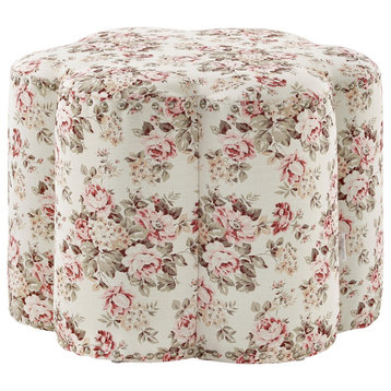 Rustic Manor Cielo Ottoman, Upholstered, Linen, Cluster Red