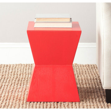 Mitchel Curved Square Top Accent Table, Red