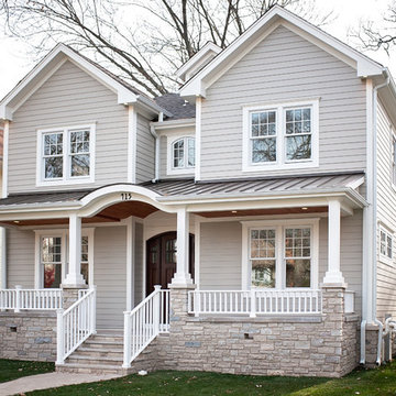 Pearl Gray James Hardie siding - 6'' exp. Cedarmill Finish.