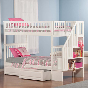 Leo & Lacey Twin Over Twin Staircase Storage Bunk Bed