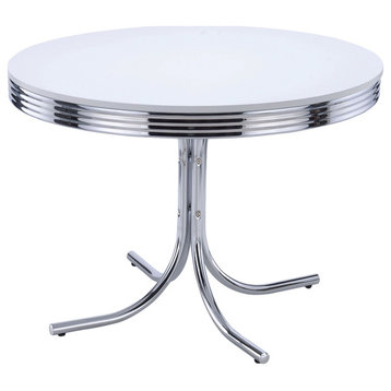 42 inches Round Dining Table with Metal Base, White