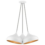Livex Lighting - Livex Lighting 3 Light Shiny White Cluster Pendant - The modern, minimal Amador teardrop 3-light cluster pendant features shiny white finish shades with a gold finish inside. Polished chrome finish accents complete the look.