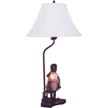 Meyda Lighting 24166 14.5"H Silhouette Girl with Puppy Accent Lamp