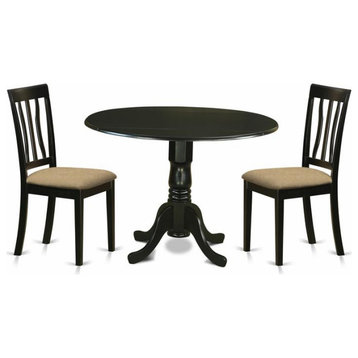 3-Piece Dinette Table Set, Dining Table and 2 Chairs, Black