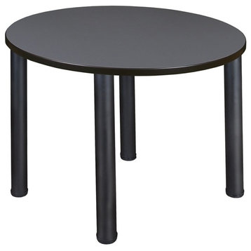 Kee 36" Round Breakroom Table, Gray/Black