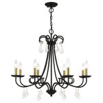 Livex Lighting - Daphne 8-Light Black Large Chandelier, Antique Brass Accents and Clear Crystals - Teardrop crystals add beauty and sophistication to the traditional styling of the Daphne collection. The subtle sparkle delivers bling in an understated way, nicely complementing whatever room d�cor you may have.