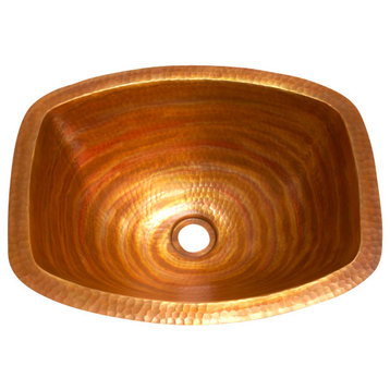 Rectangularl Bathroom Copper Sink  with Flat Sides and Flat Rim