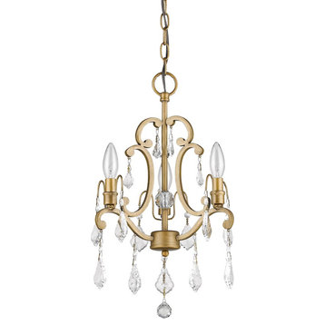 Acclaim Lighting Claire 3 Light Convertible Chandelier, Antique Gold