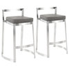 Fuji DLX Contemporary Counter Stool, Marbled Grey Faux Leather Cushion, Set of 2