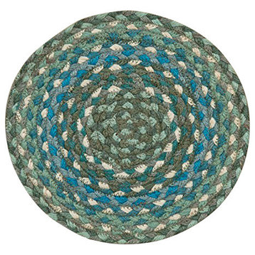 Sage, Ivory and Settlers Blue Sample Rug 10" Round