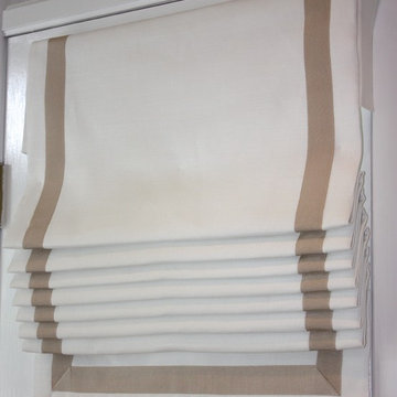 White Banded Roman Shades