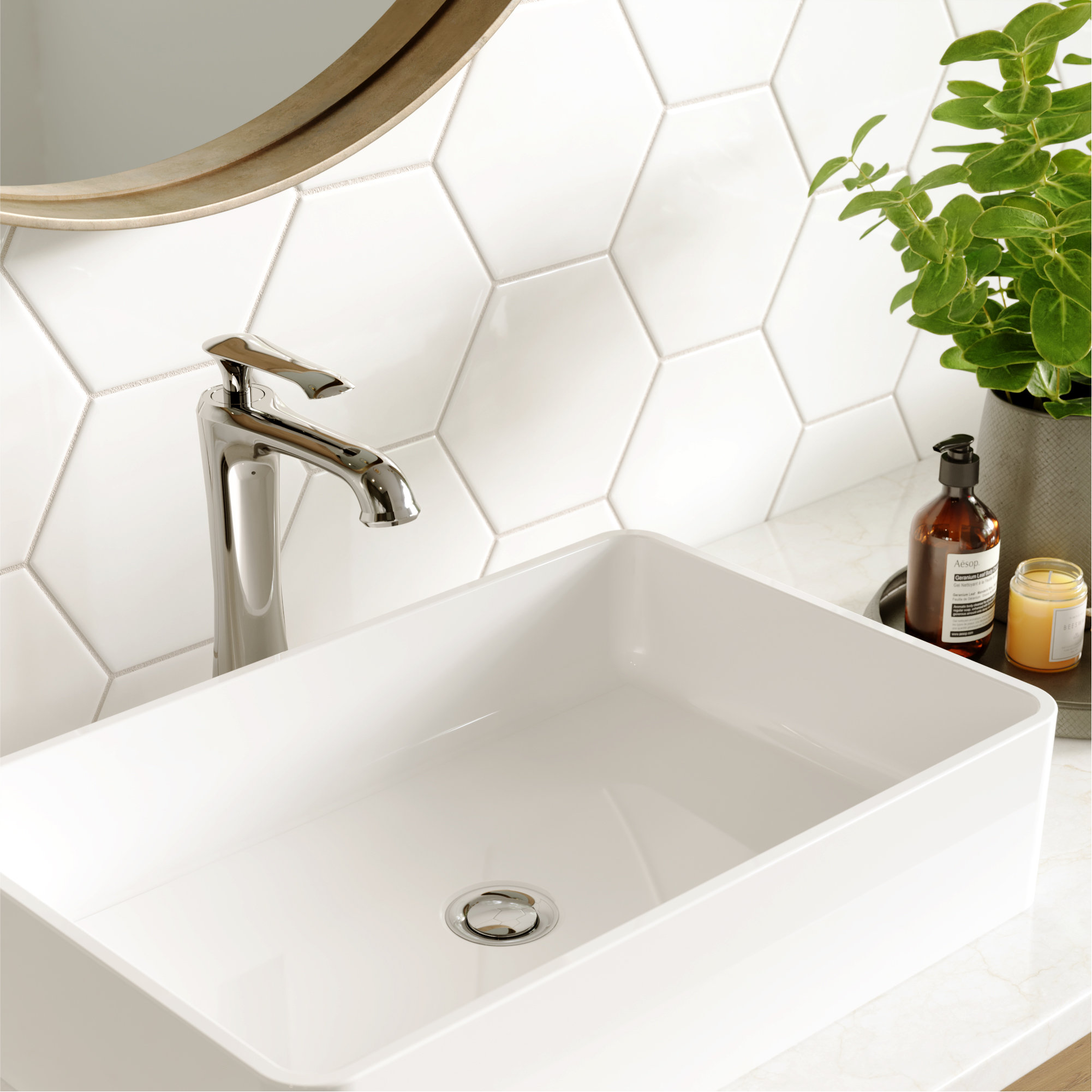 Karran 1-Hole 1-Handle Vessel Faucet With Pop-Up Drain, Chrome