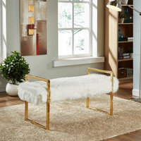 Chloe Faux Fur Upholstered Bench, White