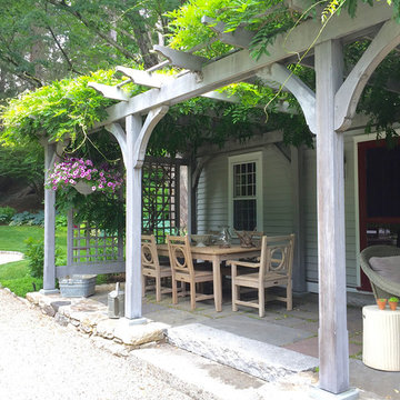 Pergola with mature wisteria