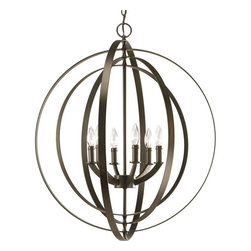 Equinox Collection 6-Light Antique Bronze Orb Pendant - Pendant Lighting