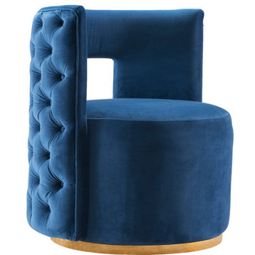 Theo Velvet Upholstered Accent Chair, Navy