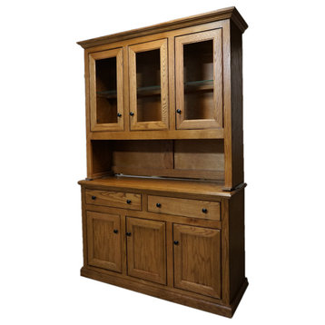 Eagle Furniture, 54" Classic Oak Dining Buffet and Hutch, Medium Oak