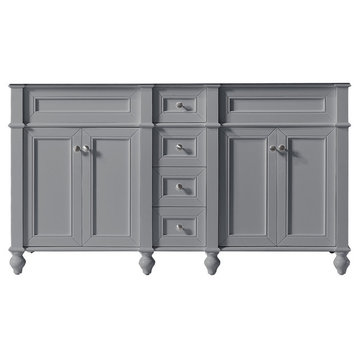 60" Double Bathroom Vanity Base, Taupe Gray