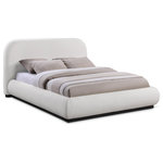 Meridian Furniture - Vaughn Bed, Cream, Queen, Linen Textured Fabric, Black Finish - Transform your bedroom into a cozy and inviting retreat with the Vaughn Queen Bed. With its rich cream linen textured fabric and solid wood base in a black finish, this bed exudes a warm and inviting ambiance that will make you feel right at home. Its soft and plush surface provides a cozy and comfortable retreat, while its sturdy and durable construction ensures that you can enjoy long-lasting comfort. So go ahead, treat yourself to a restful night's sleep in this exquisite bed, and wake up feeling refreshed and rejuvenated.