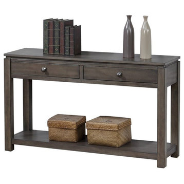 Sunset Trading Shades of Gray Wood Sofa Console Table with Drawers/Shelf in Gray