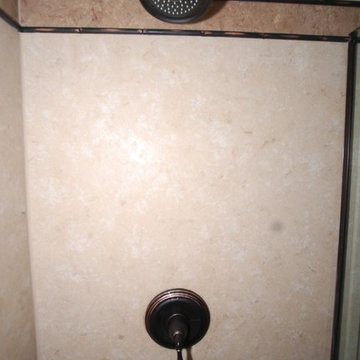 Mission Viejo Travertine Shower & Metal Inlay Border