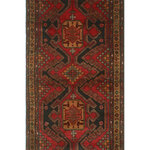 Noori Rug - Fine Vintage Distressed Tracey Red Runner - Uniquely hand knotted, this fine vintage rug was crafted using fine quality wool so it lasts for years to come. Subtle signs of wear to give it a personal touch making it a true one-of-a-kind.