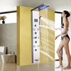 5-Stage LED Shower Panel With Massage Jets Rainfall Waterfall, Brushed Nickel