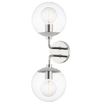 Meadow 2 Light Wall Sconce Polished Nickel