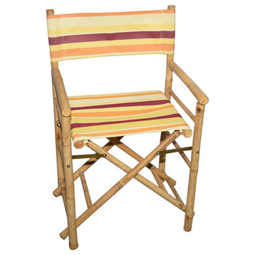 Low Bamboo Director's Chair, Set of 2, Yellow Stripes