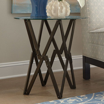 Donny Osmond Home Round Accent Table in Bronze with Glass Top